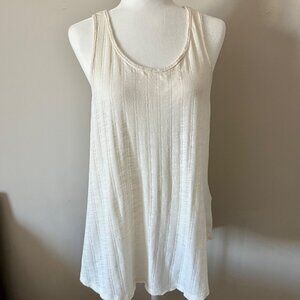 LUCKY BRAND LOTUS Cream Ribbed Racerback Tank Top Women's Large
